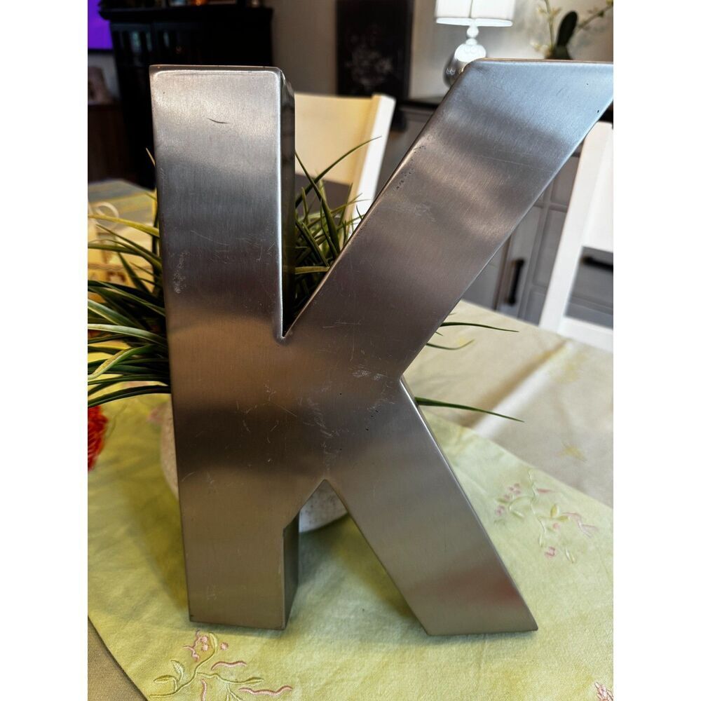 Silver metal sign letter K - wall decor